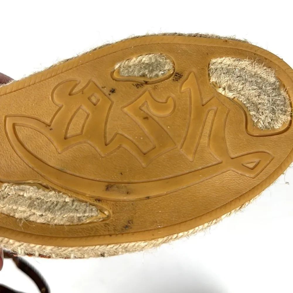 ASH Spain Rockstud Leather Suede Flat Espadrilles Brown Piton Print 37 US 6,5